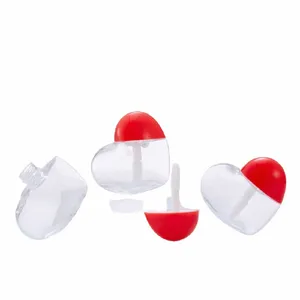 5ml Lipgloss Ctainer Boş Berrak Kalp Şekleli Kırmızı Kapak Güzel Çizgi Mini Kozmetik Paketleme Şişeleri Plastik Dudak Parlatıcı Tüpler Y1CG#