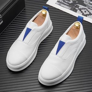 Sapatos casuais masculinos de couro genuíno apartamentos estilo rua sapato branco respirável deslizamento-na plataforma mocassins verão tênis zapatos mans