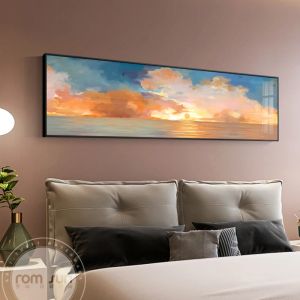 Kalligrafi nordiska himmel moln konst målning heminredning modern abstrakt soluppgång landskap affisch tryck väggkonst canvas bild för vardagsrum