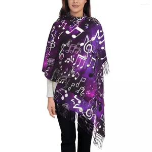 Scarves Outdoor Scarf Winter Music Notes Shawls Wrpas Purple Custom Foulard Lady Luxury 2024 Headwear