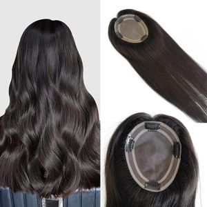 Toppers 6x5 -calowe podwójne koło mono baza 4 klipsy klips klips we włosach do przerzedzania włosów Rosyjska ludzka topper do włosów dla kobiet