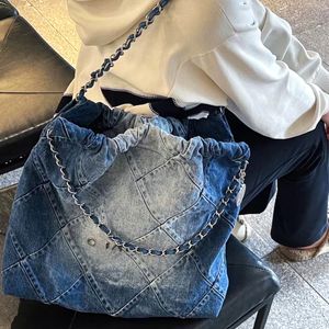 Kobieta swobodna dżinsowa wielkie zakupy torba podróżna torebka Scild quilt o dużej pojemności ramion krzyżowy projektant dżins