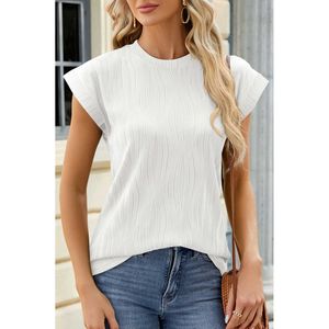 t Shirt Wholesale Cheap Solid Color Wave Texture Cap Sleeve T-shirt for Women