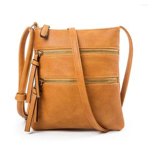 Axelväskor kvalitet pu läder kvinnors väska vintage lyxdesigner handväska multi ficka kvinnlig crossbody satchel pengemeing tote