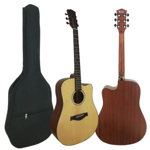 Guitar Aiersi 41 Inch Handmade Steel String Dreadnaught Spruce Top Solid Mahognay Acoustic Guitar Musical Instrument With Padding Bag