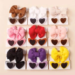 Hair Accessories 2Pcs/Set Born Baby Girls Sunglasses Headband Sets Kids Cute Heart-Shaped Funny Bands Po Party Props