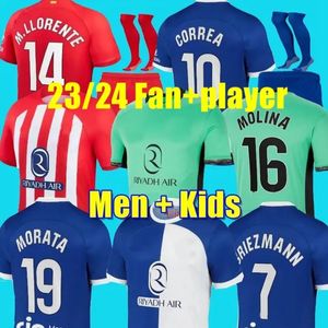 23 24 Maglie da calcio GRIEZMANN 120 ° anniversario 2023 2024 Atletico Madrids M.LLORENTE KOKE SAUL Correa LEMAR Maglia da calcio Uomo Bambini Kit Set Uniformi JJ 3.24