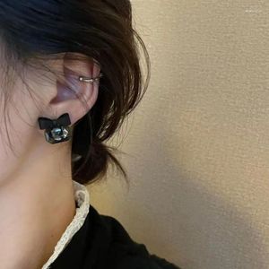 Brincos de parafuso prisioneiro preto bowknot feminino meninas simples cubo cristal requintado doce versátil orelha studs moda jóias acessórios
