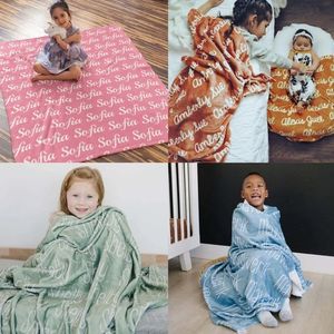 Cobertor de flanela com nome do bebê personalizado 3D para crianças bebês presente de aniversário 70x100cm macio para todas as estações personalizado rosa verde azul cobertor 240318