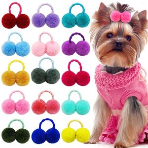 Vestuário para cães 10pcs Pet Plush Cabelo Bolas Elásticas para Cães Médios Pequenos Meninas Gato Arcos Pets Grooming Acessórios