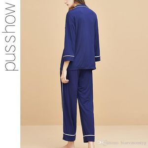 2020 Ev Servisi Kadın Modal Pijamalar Takım Avrupa ve Amerikan Kadın İlkbahar ve Yaz Sonbahar Kollu Pijama 008