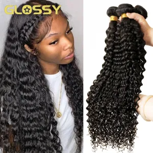 Wigs Deep Wave Bundles 32 34 38 Inch Brazilian Curly Hair Weave Bundles 1/3/4 PCS Human Hair Bundles Remy Hair Extensions GLOSSY Hair