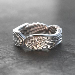 Novo charme feminino asas anéis de metal 14k ouro branco romântico presente da menina anel pterodáctilo para festa senhoras moda masculina jóias