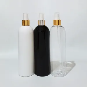 Storage Bottles 18pcs 400ml Empty White Black With Gold Silver Aluminum Collar Spray Pump Plastic Container Bottle Fine Mist Sprayer