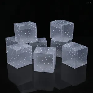 Gift Wrap 10Pcs 6cm Cube Transparent Dots Candy Packaging Box For Wedding Birthday Party Plastic PVC Snack Cookie Wrapper