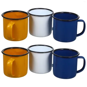 Wine Glasses 6 Pcs Retro Enamel Cup Juice Water Espresso Coffee Oatmeal Cups Mug Tea Glass Mugs