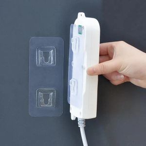 Perforated Punch-free Wall-mounted Socket Router Holder Socket Transparent Storage Self-adhesive Cable Home Decor Organizer
