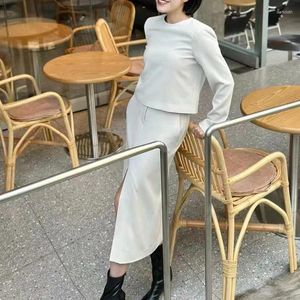 Skirts Women 2024 Spring And Summer Acetate Blend Front Slit Mid-length Fashionable Versatile Skirt