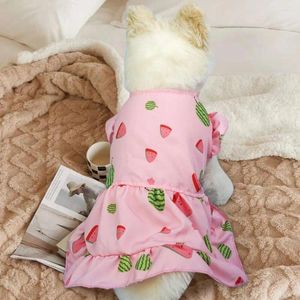 Vestuário de cachorro roupas floral princesa pet vestido com padrão de frutas decoração elegante roupa de verão para cães femininos gatos fácil de usar