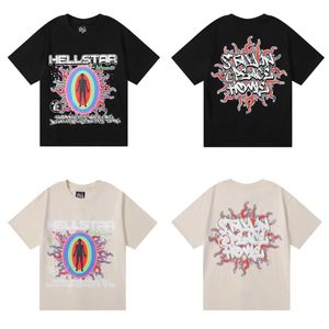 American Trend Hellstar Abstract Letter Human Body Crossing Fun Print Camiseta de algodão puro de fio duplo de alta qualidade para homens