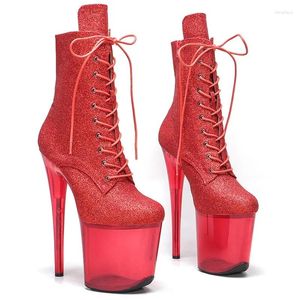 Dance Shoes Fashion Sexy Model Shows Glitter Upper 20CM/8Inch Women's Platform Party High Heels Pole Boots 466