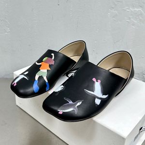 Graffiti sevimli mokasenler kadın ayakkabıları yuvarlak ayak parmağı tembel ayakkabılar üzerinde rahat tek ayakkabı femme