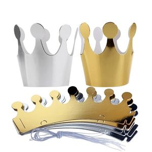 10 pezzi simpatici cappelli per feste di compleanno corona oro argento Baby Shower festa di compleanno puntelli per foto decorazione per festa di compleanno per bambini