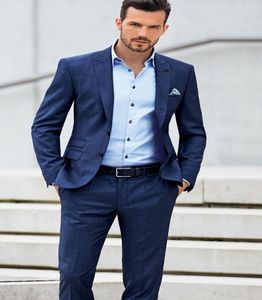 2015 Dark Blue Beach Groom Tuexdos Custom Made Groomsmen Men Wedding Suits Two Buttons Prom Formal Occasion Tuxedos JacketPants5440156