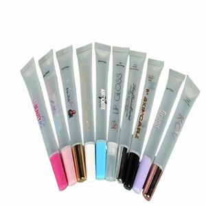 print Logo 15ml 100 Pcs squeeze Lipstick Tubes Transparent Color Lip gloss Tube Q5tv#