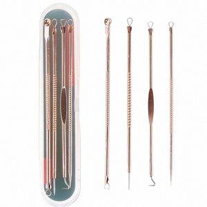 Rose Gold 4pcs/set Blackhead Comede Comede Acne Pimple Belmish Extractor Vacuum Blackhead Remover Tool spo for Face Skin Care Tool W9J7#