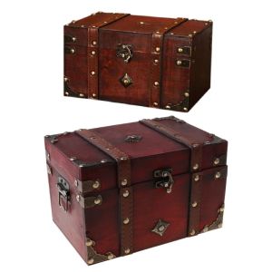 Werkzeuge Schatzstrust Vintage Holzlagerbox Antiquen Stil Juwelier Organizer für Juwelierschachtel Schmuckkasten Home Maske Drop Versand