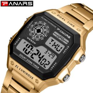 PANARS Business Men Watches Waterproof G Watch Shock Stainless Steel Digital Wristwatch Clock Relogio Masculino Erkek Kol Saati 203110