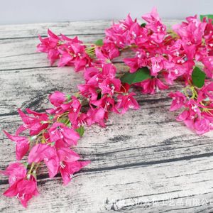 Dekorativa blommor 1 st 120 cm konstgjorda siden bougainvillea grenar faux rosröd med järntrådstammar för bröllopsdekoration