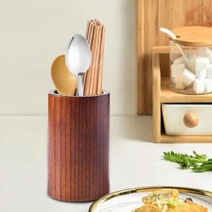 Kitchen Storage Utensil Holder For Counter Wooden Caddy Spoon Fork Rack Makeup Brush Desktop Restaurant Home Decor
