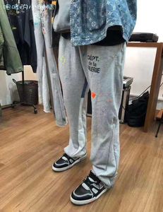 Occhi piccoli ruggenti y Virgil splash inchiostro graffiti grigio tromba cuciture pantaloni in maglia6113972