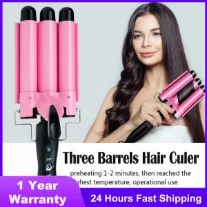 Ferros modelador de cabelo triplo curling ferro ferramentas de cabelo cerâmica crimper curling wand profissional cabelo vacilar rolos de cabelo para mulher