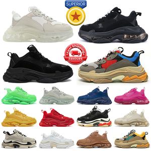 Designer-Schuhe Triple S Sneakers Herren Damen Clear Sole Schwarz Weiß Grau Rot Blau Neon Beige Rosa Gelb Herren Damen Trainer Plattform Sport Tennisschuh