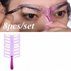 8 in 1 riutilizzabile sopracciglio Stencil Beauty Makeup Brow Stamp Template Sopracciglia Shape Set Eye Brow Strumenti per il trucco 233H #