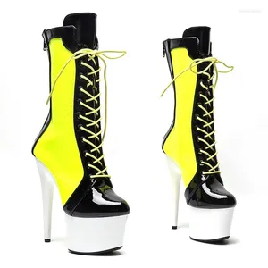 Dansskor Fashion Women 17cm/7inches Pu Upper Plating Platform Sexiga High Heels Boots Pole 156