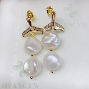 Dangle Earrings White Baroque Pearl Earring 18k Gold Ear Drop Hook Men Clip-on Office Silver Everyday Cuff Custom Hoop Wedding Anniversary