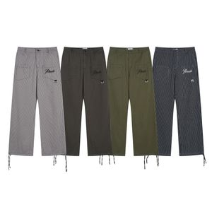 2024 Nya Rhude Mens Outdoor Overalls Pocket Casual Pants Striped Letter Brodered Jogging Pants Cargo Pants Long Byxor