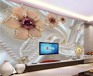 Tapeten Benutzerdefinierte Traum Kristall Schwan Blume Für Wohnzimmer Perle TV Hintergrund Europa Wandbild Tapete Wände 3 D Wand Papier