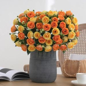 Decorative Flowers Artificial Flower Decor Realistic Rose Branch With Stem 10 Head Faux Decoration For Home Wedding Party A