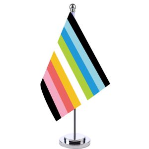 Accessories 14x21cm Office Desk Small Banner Black Stripe On Top Bottom Queer Meet Meeting Room Boardroom Table Hanging LGBT Rainbow Flags