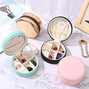 Storage Boxes Mini Jewelry Box Portable Travel Earrings Rings Necklace Case Women Organizer Pu Leather Display