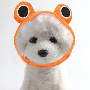 Abbigliamento per cani Cappello per gatti Peluche Rana Copricapo per animali domestici Nastro di fissaggio Accessorio di moda per feste Cosplay Novità Cartoon Po Puntelli Vacanze