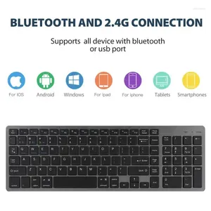 Lâmpadas de mesa mudo teclado fino computador de escritório em casa dobrável para macbook sem fio laptop pc 2.4g