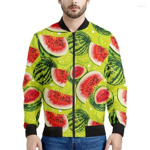 Men's Jackets Fashion Cartoon Watermelon Jacket Men Kids 3d Printed Fruits Sweatshirts Tops Loose Zipper Long Sleeves Spring Coat