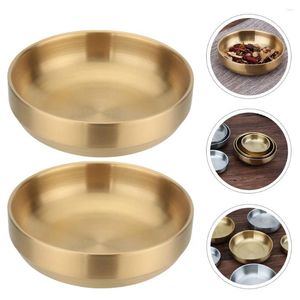 Plates 2 Pcs Sauce Dish Stainless Steel Small Serving Bowls Household Tableware Seasoning Plate Decorative Kitchen