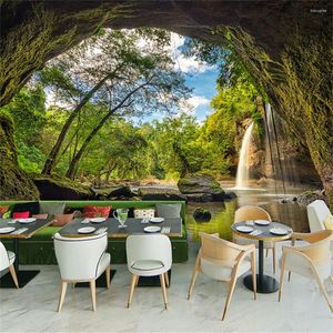 Sfondi personalizzati Papel De Parede 3D Pittura Scenario naturale Grotta Carta da parati per soggiorno Murale TV Sfondo Art Wall Paper Home Decor